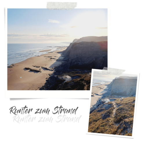 Auf dem vierten Bild von #12von12 am 12. Juni in 12 Bildern zeige ich den Strand und die Felsen sowie den Trampelpfad runter zum Strand.