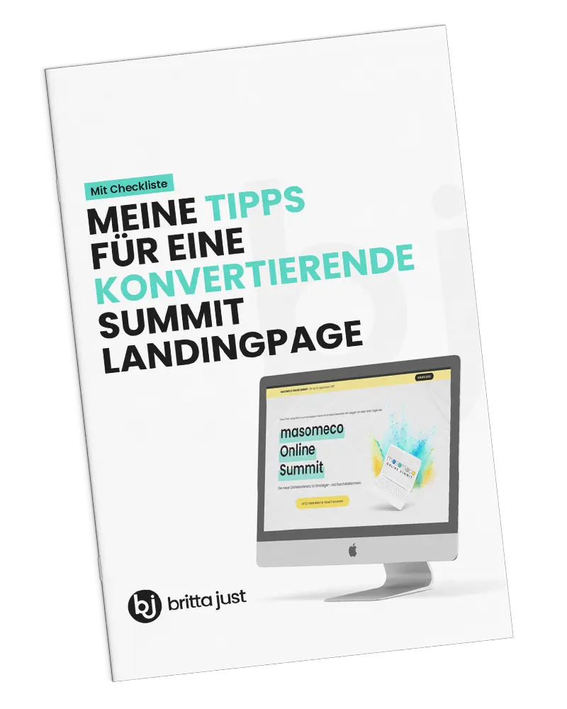 Mock-up des eBooks "Meine Tipps für eine konvertierende Summit Landingpage"