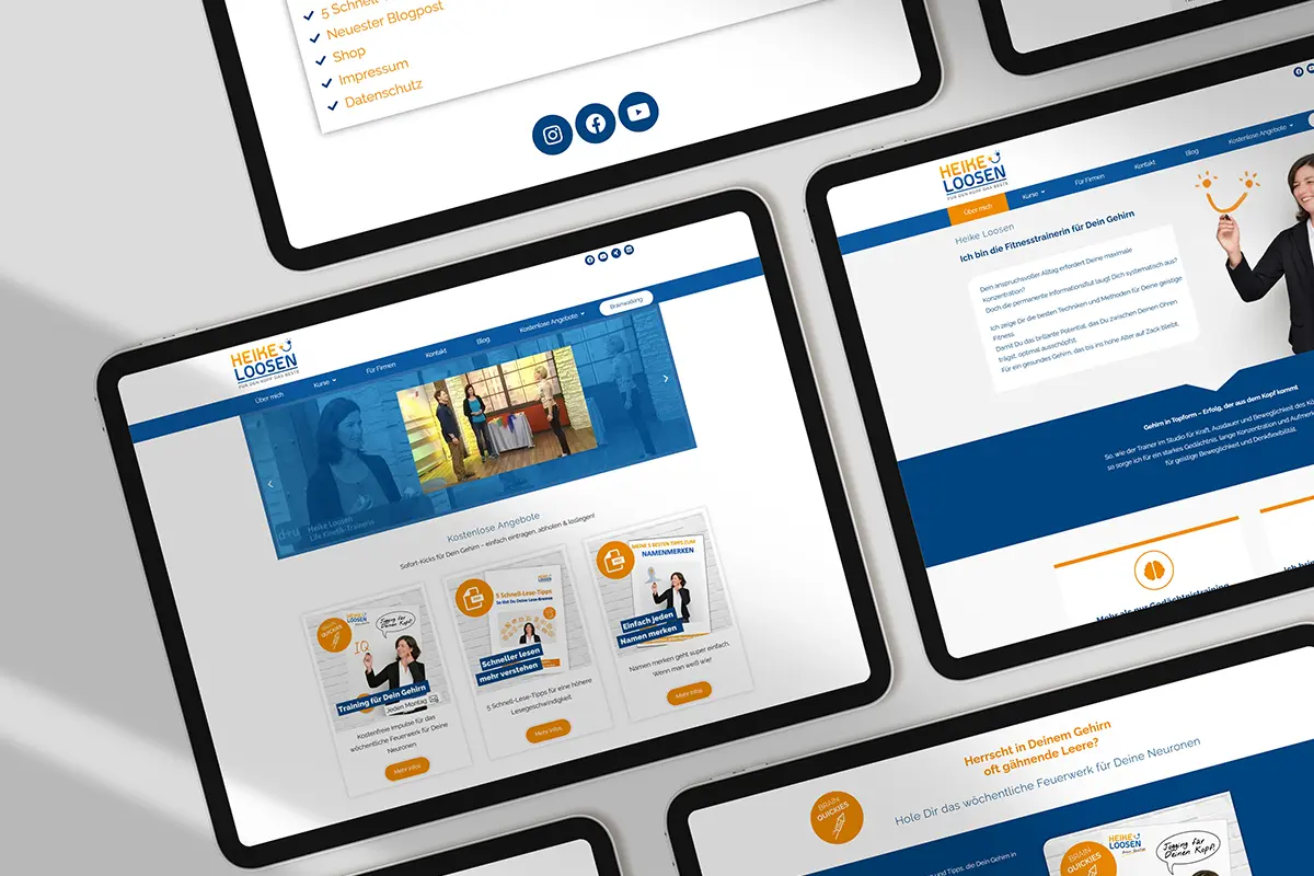 iPads, die die Website von Heike Loosen vor dem Website Refresh zeigen.