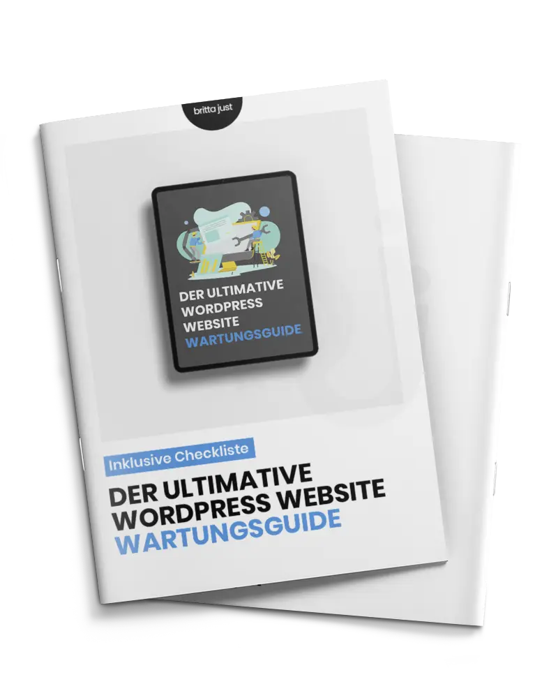 Mockup des Guides "Der ultimative WordPress Website Wartungsguide inklusive Checkliste".