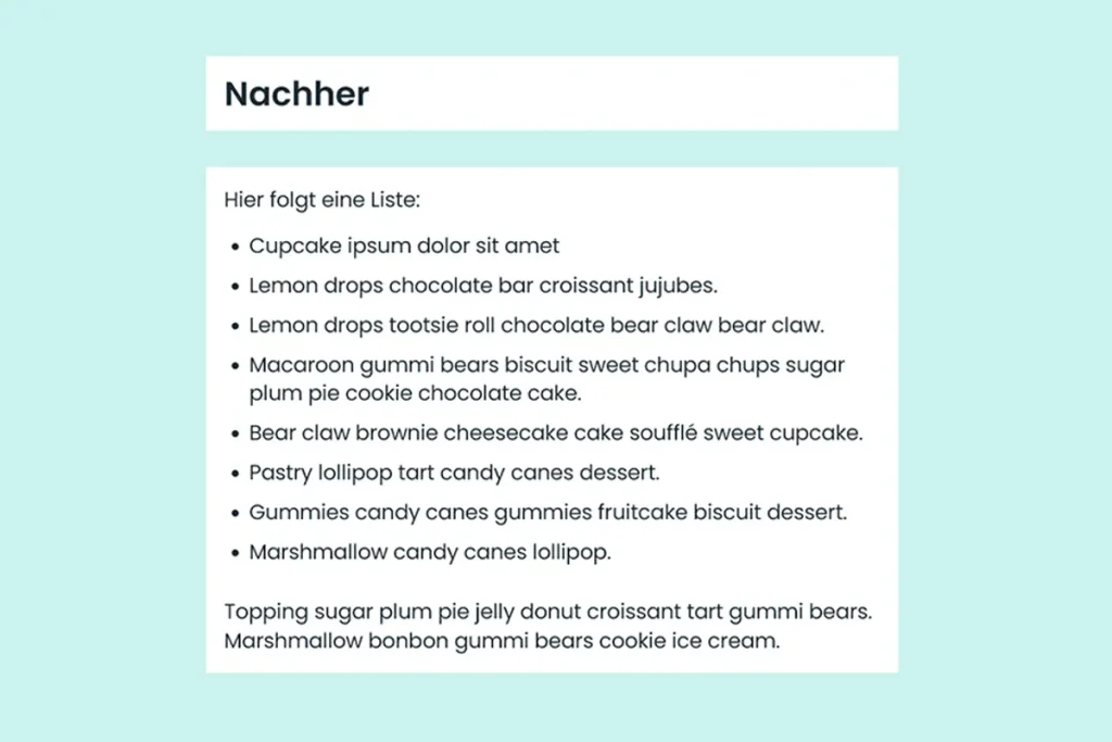 Aufzählungen richtig formatieren - eine Liste mit schöner Formatierung via CSS.