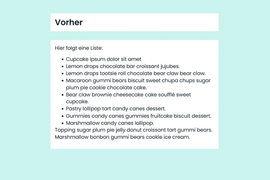Aufzählungen richtig formatieren - eine Liste ohne Formatierung via CSS.