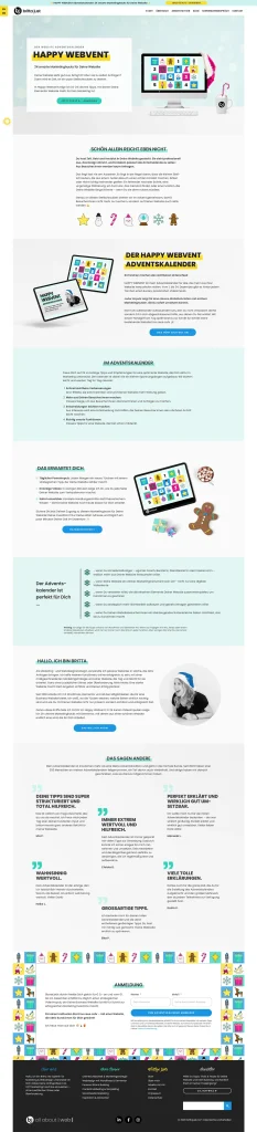 Screenshot der Landingpage des Happy Webvent Adventskalenders.